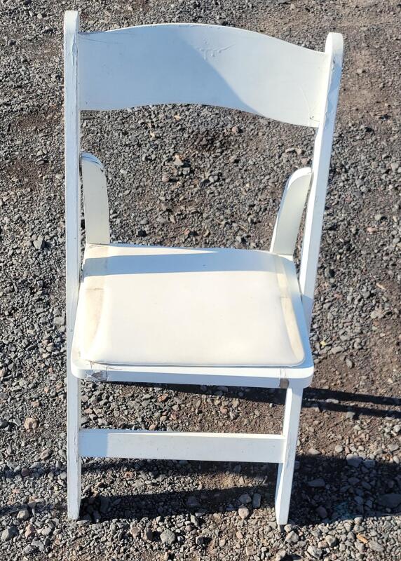 104 White Wooden Padded Folding Chairs