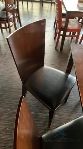 (7) Solid Back Wood Chairs