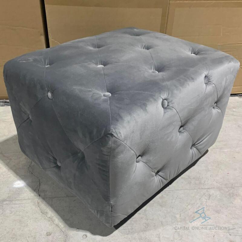 (4) Grey Madrid Ottoman