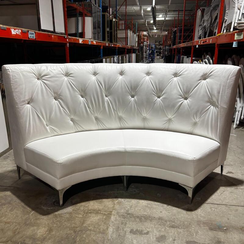 (2) Highback Curved Sofa - white tufted