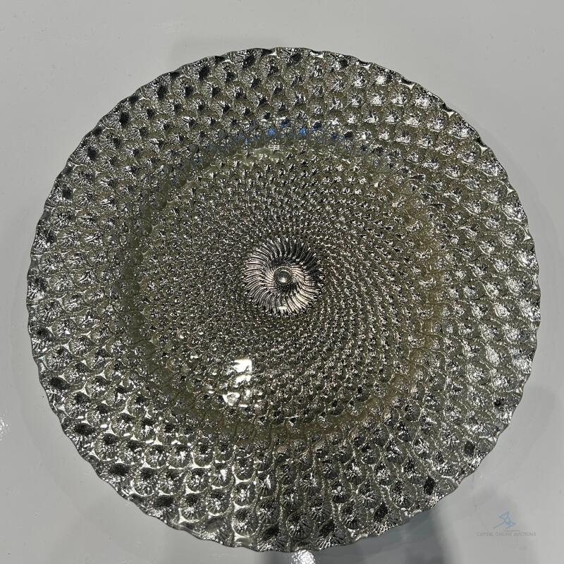 (213) Silver dahlia charger plate