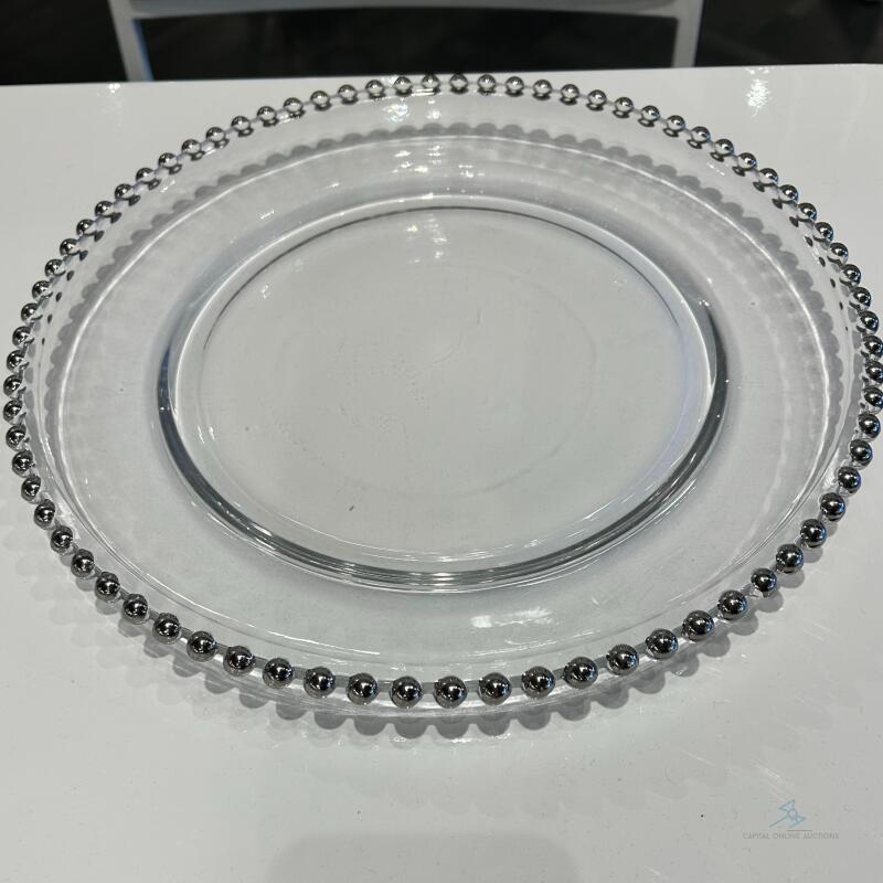 (150) Silver bead belmont charger plate