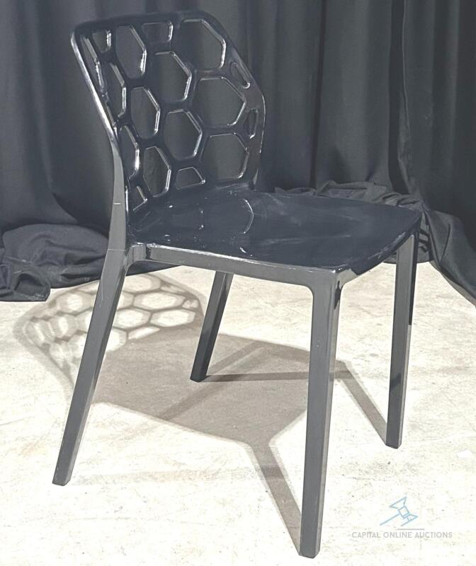 (100) Honeycomb (black) Stackable Dining Chair