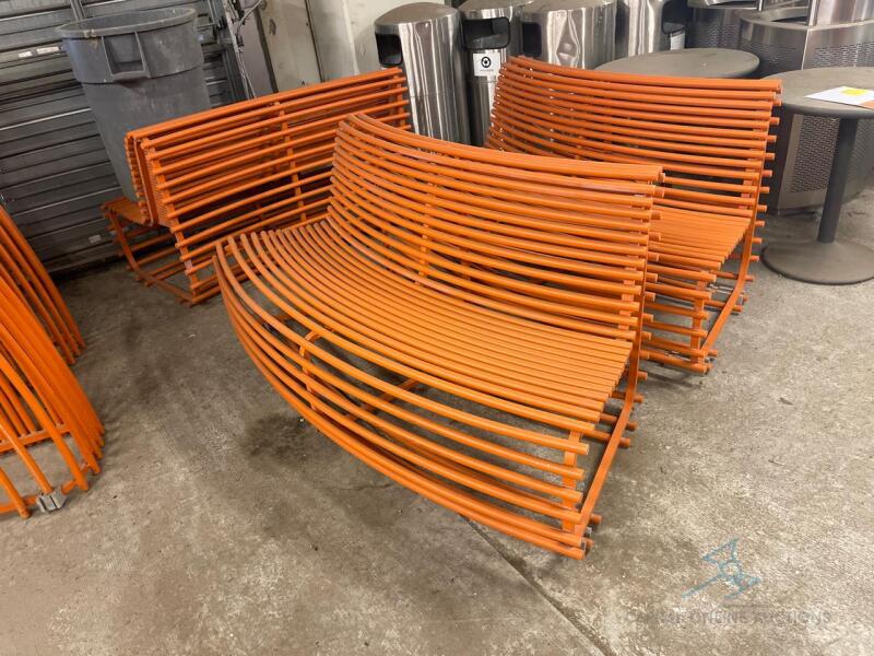 5 Concave Curved Metal Benches w/ Back