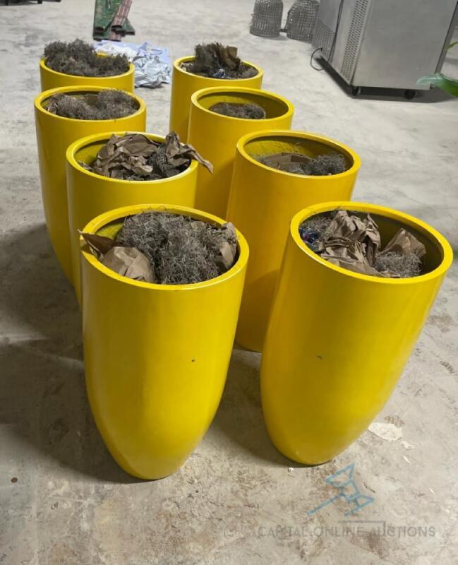 8 Yellow Fiberglass Pots