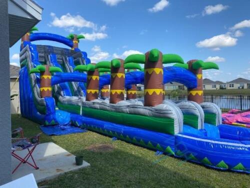 37ft Dual Lane Wet/Dry Slide with Pool