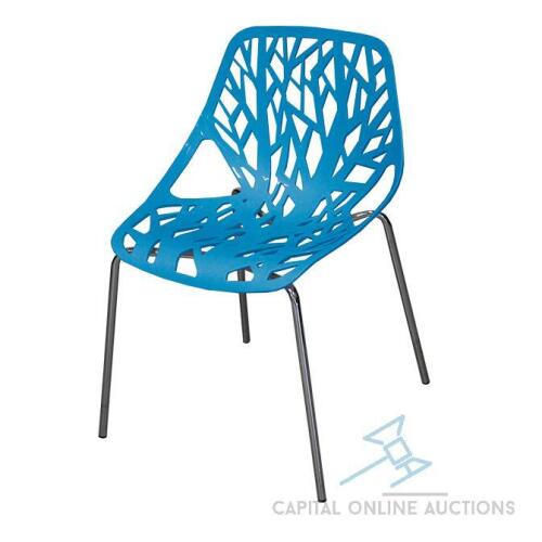 (72) Blue Parma Birch Stencil Chair