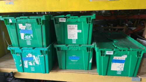 (5) Large Tote Bins with Spare Parts