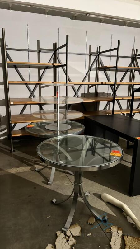 Lot of Metal Tables w/ glass top, metal and glass structure