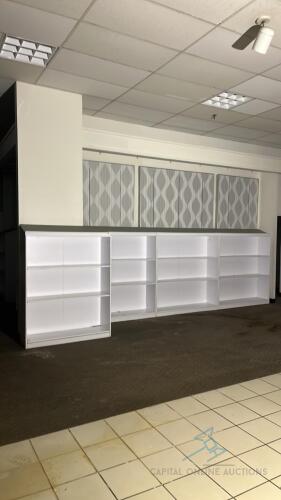 18 White shelving units