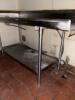 Restaurant metal shelves/countertop, chairs - 6