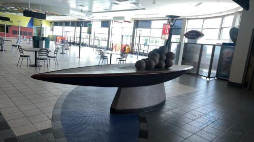 Canoe in food court