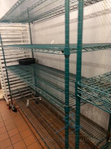 Lot of four shelves, two speed racks, dunnage rack