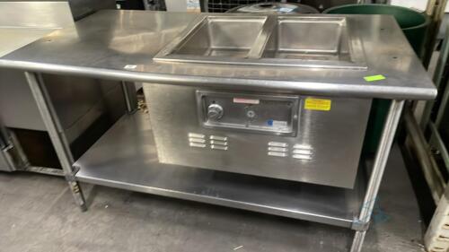 Stainless steel prep table with Drop-in Hot Food Well