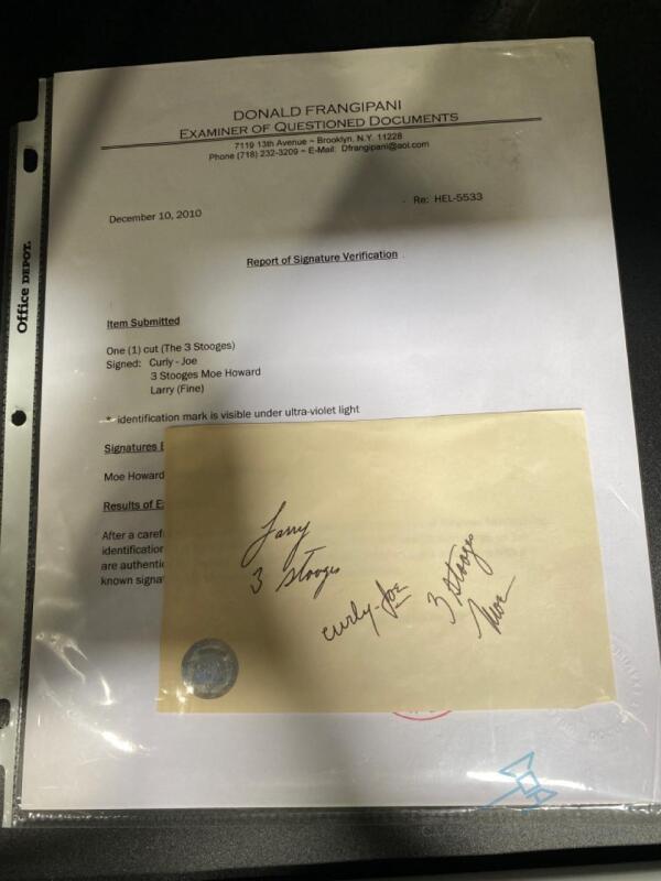 Three Stooges original signatures. GFA Authenticated