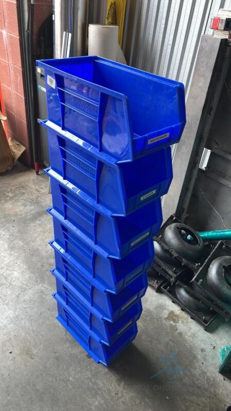 (7) Blue Plastic Bins