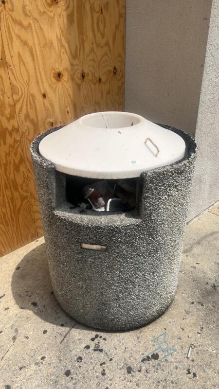 Heavy duty concrete stone trash can