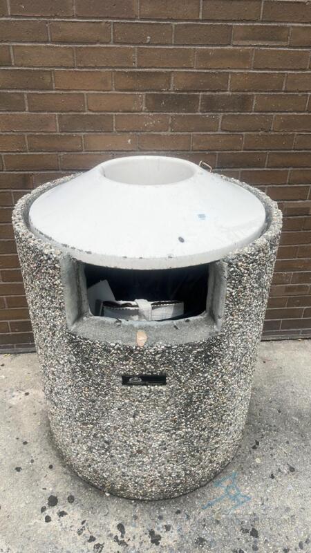 Heavy duty stone concrete trash can