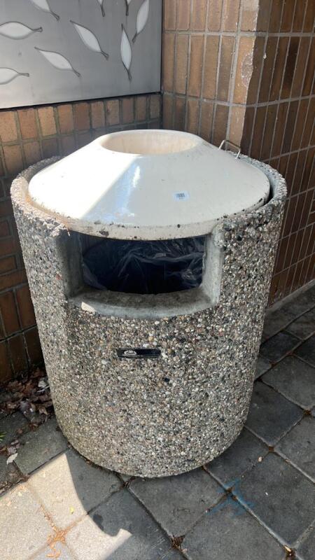 Heavy duty stone concrete trash can