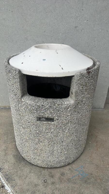 Heavy duty stone concrete trash can