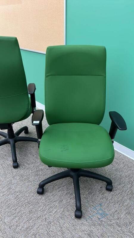 2 Green Executive Adjustable Office Chairs