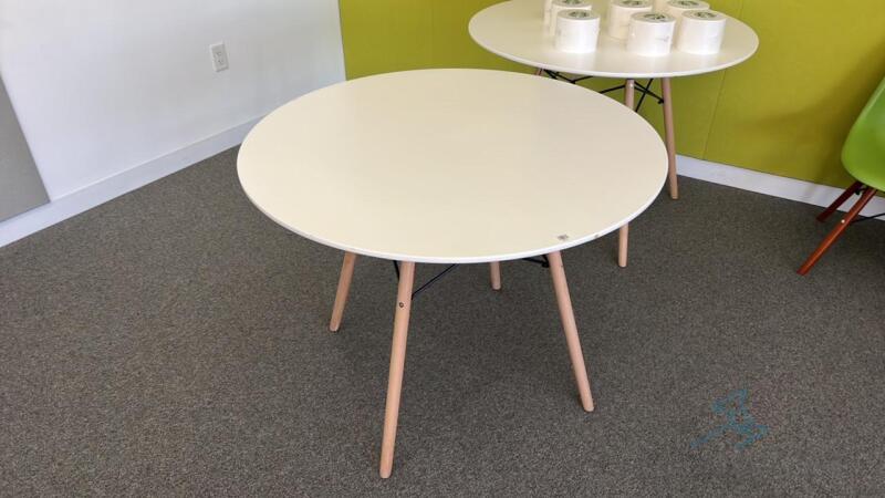 (2) 39” Round White Tables