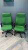 6 green adjustable office chairs