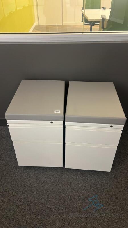 2 pedestal filing cabinets on wheels