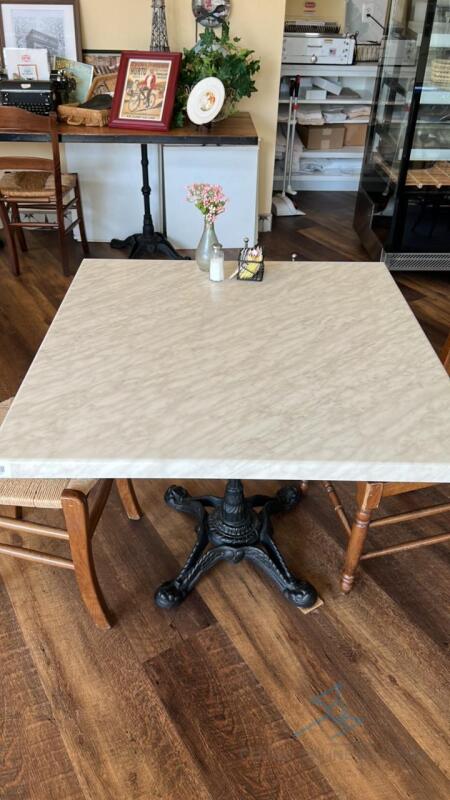 35”x 35” Dining table with ornate cast iron base