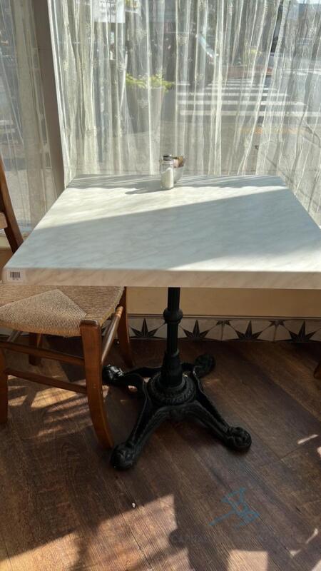 27”x27” Dining Table with ornate cast iron base