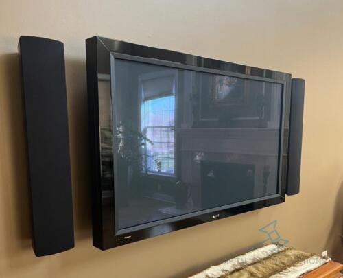 58" Pioneer Elite Television with Two Wall Speakers