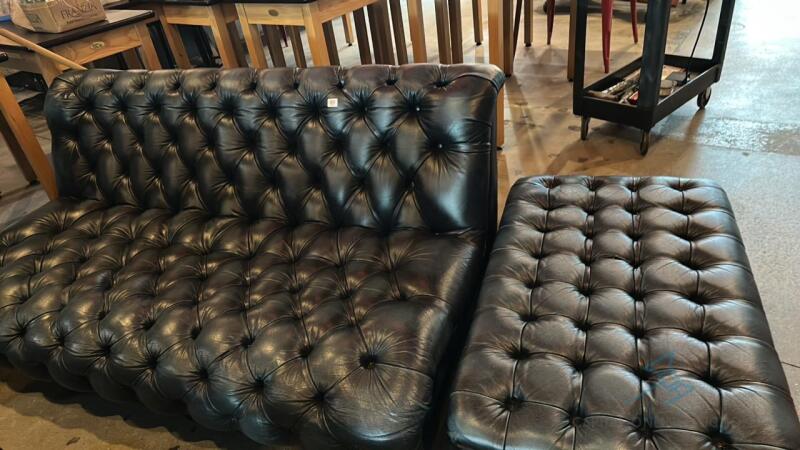 Faux Leather Couch and Ottoman