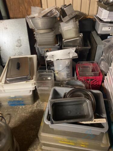 Large Lot of Smallware with Containers, Hotel Pans, and Much More