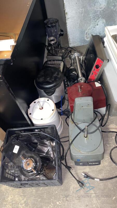 Lot of Small Appliances Including Blenders and Scale