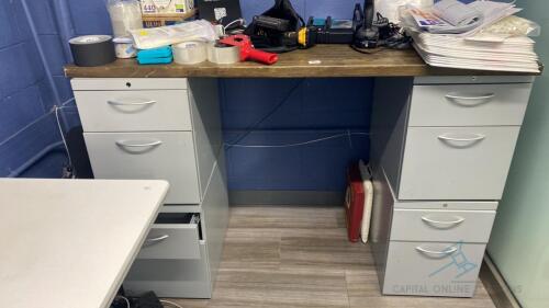 Table top with 4 Filing Cabinets