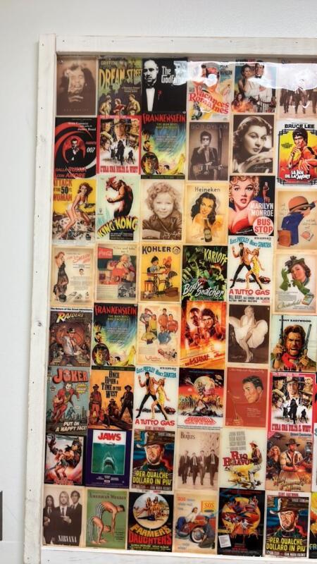 Pop Culture movie decor, screwed to wall