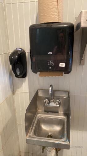 Sink with Paper Towel and Soap Dispensers