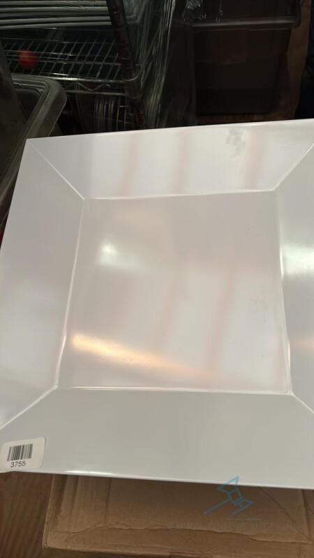 (14) Bright White Melamine Square Platter