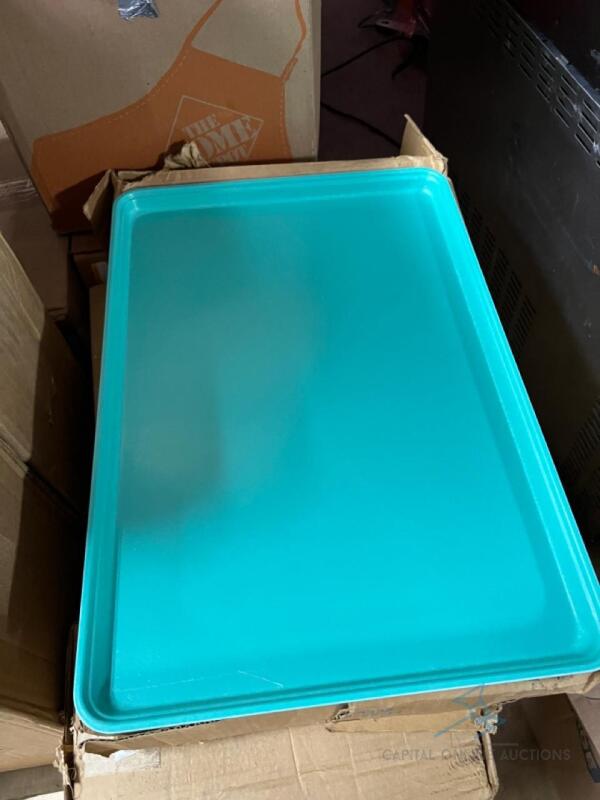 (12) New in Box MFG Tray 18 x 26" Mint Green fiberglass