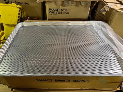 (12) New Focus Foodservice 16-Gauge Aluminum Perforated Bottom-Sheet Pan, Full Size 18" x 26"