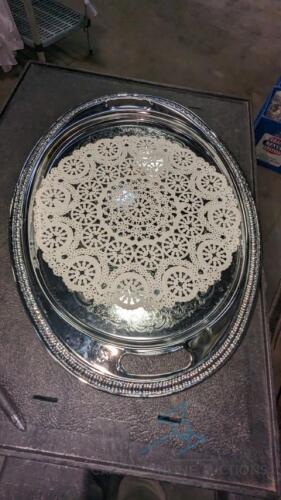 (9) Tray, 20" Oval Stainless Serving