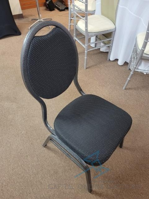 (40) Chair, Black Padded Stacking Chair