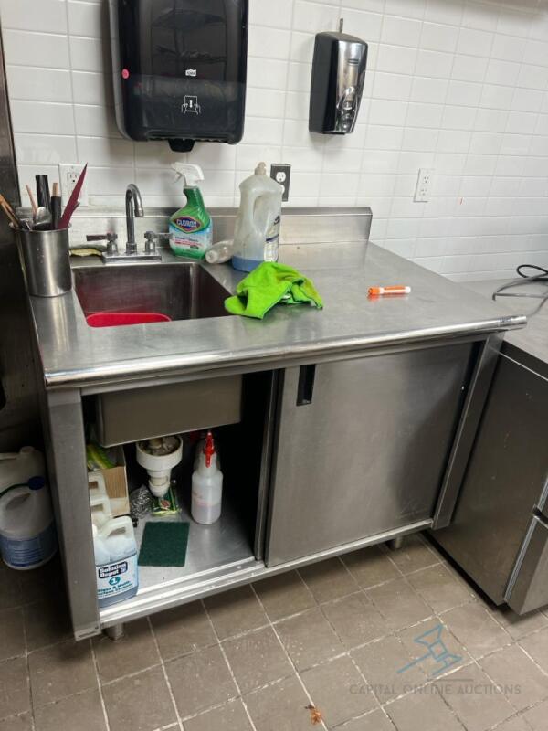 Stainless steel cabinet with built in sink