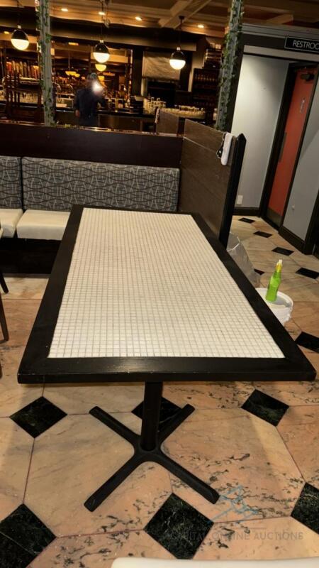 (2) Rectangular Wood/Mosaic dining tables