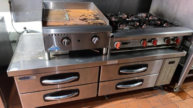 Lot of Griddle, Stove, and Chef Base