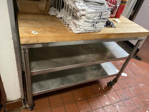 Stainless Steel Cart with Wood Top