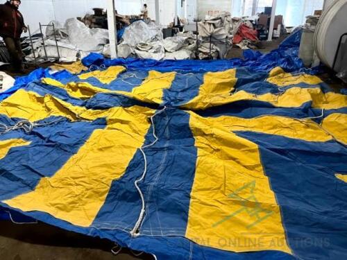 20x20 Blue and Yellow Canvas Tent Top for Pole Tents