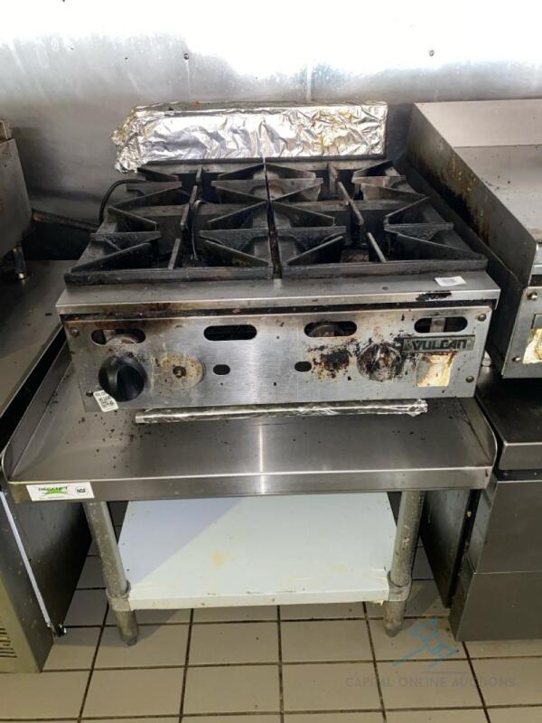 Vulcan Four Burner with Stainless Steel Table