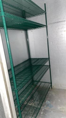 (2) Green Wire Shelving Units