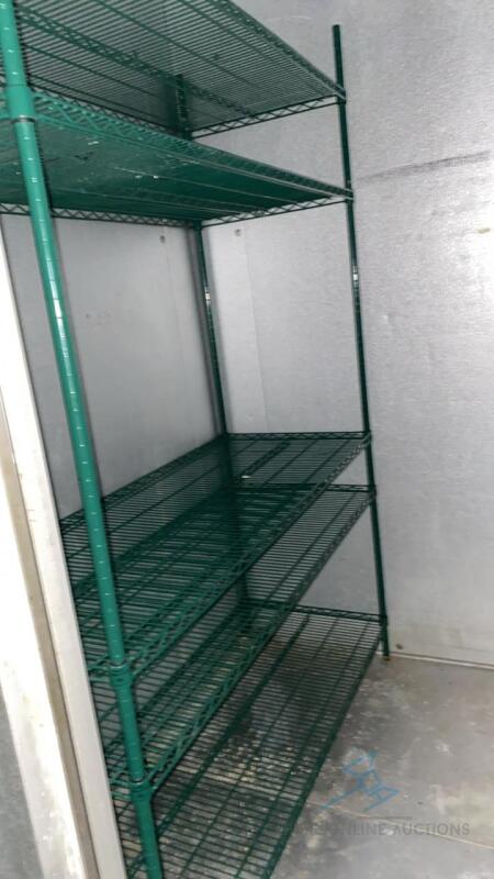(2) Green Wire Shelving Units